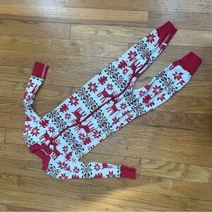 Hanna Andersson Red and White Patterned Onesie deer zip up pajamas 2T 85 cm